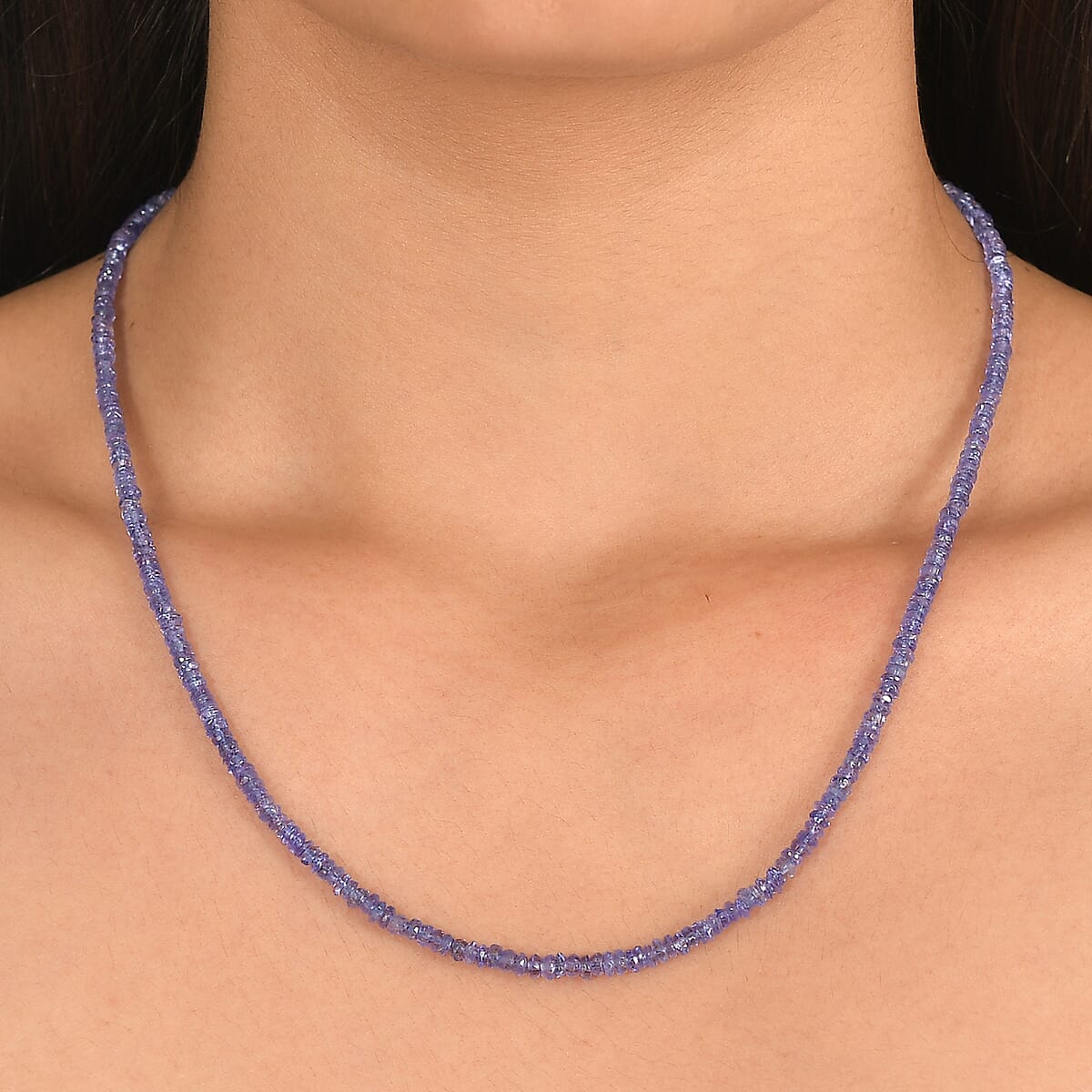 D'Joy Premium Tanzanite 36.00 ctw Beaded Necklace in Rhodium Over Sterling Silver 18-20 Inches (Del. in 8-10 Days)  image number 2