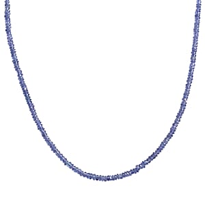 D'Joy Premium Tanzanite 36.00 ctw Beaded Necklace in Rhodium Over Sterling Silver 18-20 Inches (Del. in 8-10 Days) 