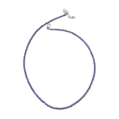 D'Joy Premium Tanzanite 36.00 ctw Beaded Necklace in Rhodium Over Sterling Silver 18-20 Inches