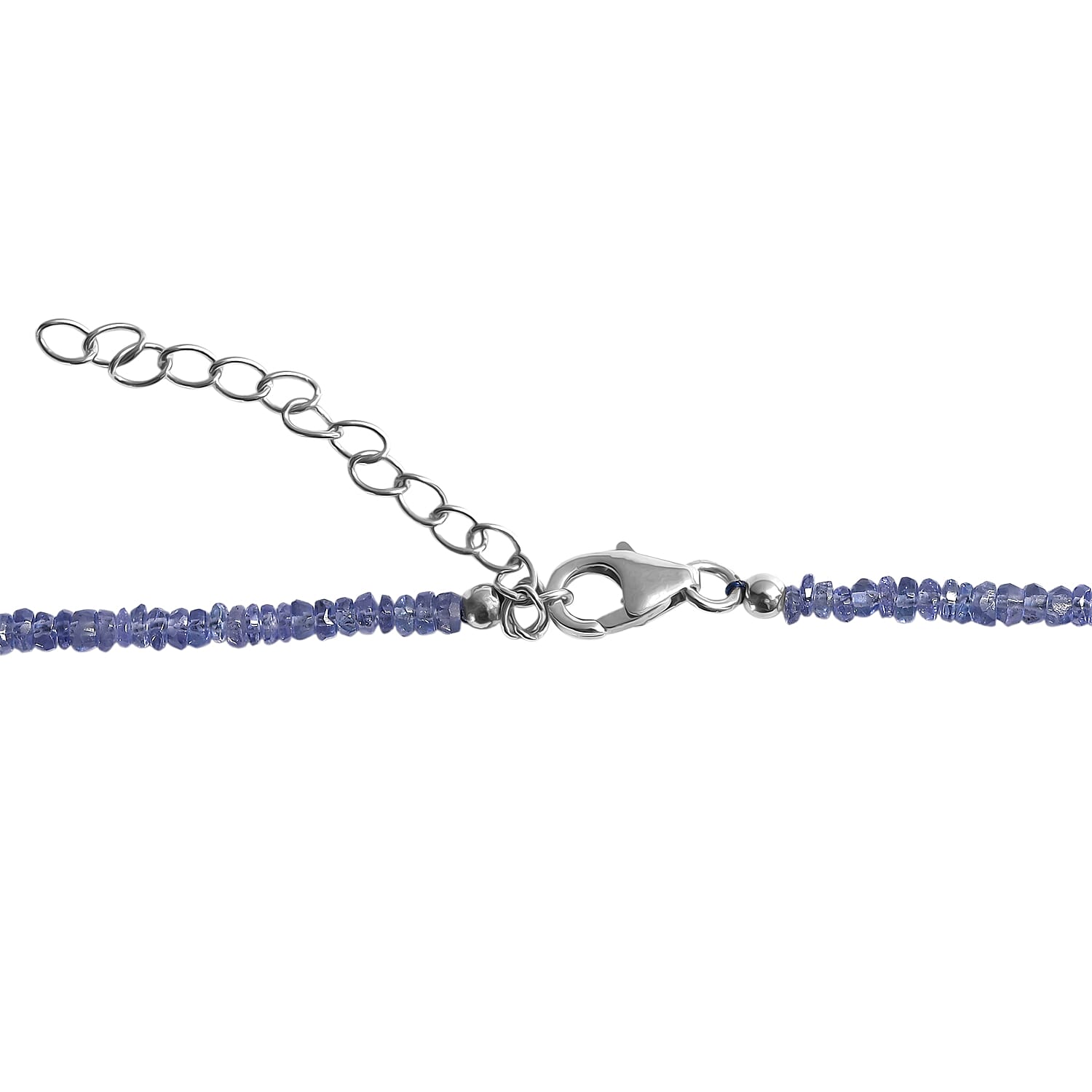 D'Joy Premium Tanzanite 36.00 ctw Beaded Necklace in Rhodium Over Sterling Silver 18-20 Inches (Del. in 8-10 Days)