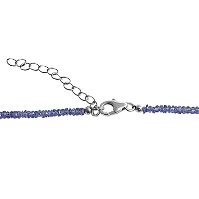 D'Joy Premium Tanzanite 36.00 ctw Beaded Necklace in Rhodium Over Sterling Silver 18-20 Inches