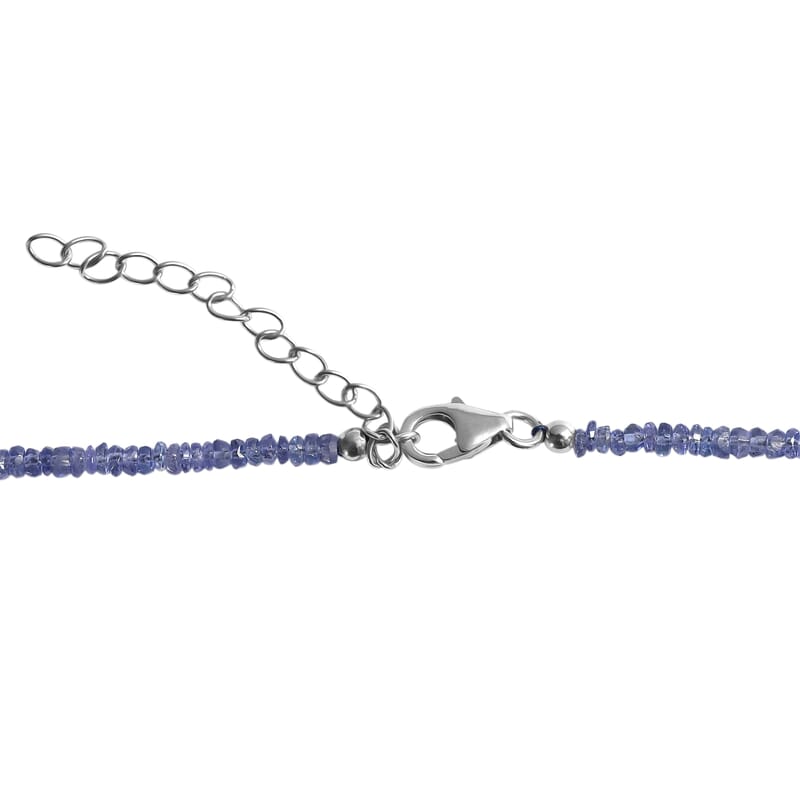 D'Joy Premium Tanzanite 36.00 ctw Beaded Necklace in Rhodium Over Sterling Silver 18-20 Inches
