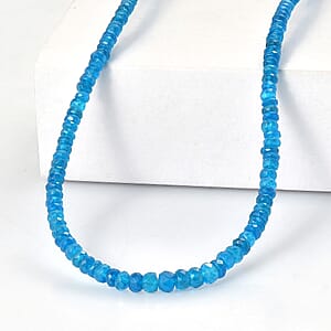 D'Joy Malgache Neon Apatite 50.00 ctw Beaded Necklace in Rhodium Over Sterling Silver 18-20 Inches