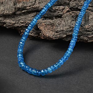D'Joy Malgache Neon Apatite 50.00 ctw Beaded Necklace in Rhodium Over Sterling Silver 18-20 Inches