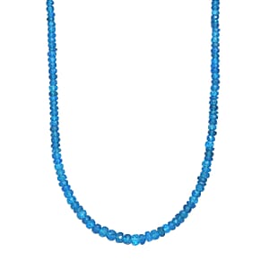 D'Joy Malgache Neon Apatite 50.00 ctw Beaded Necklace in Rhodium Over Sterling Silver 18-20 Inches