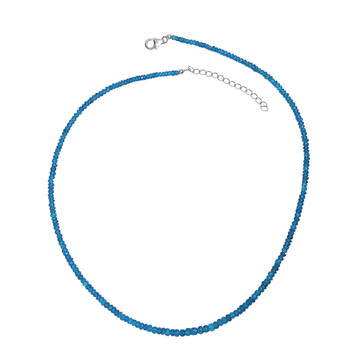 D'Joy Malgache Neon Apatite 50.00 ctw Beaded Necklace in Rhodium Over Sterling Silver 18-20 Inches image number 4