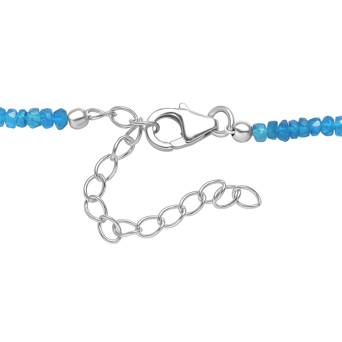 D'Joy Malgache Neon Apatite 50.00 ctw Beaded Necklace in Rhodium Over Sterling Silver 18-20 Inches image number 5