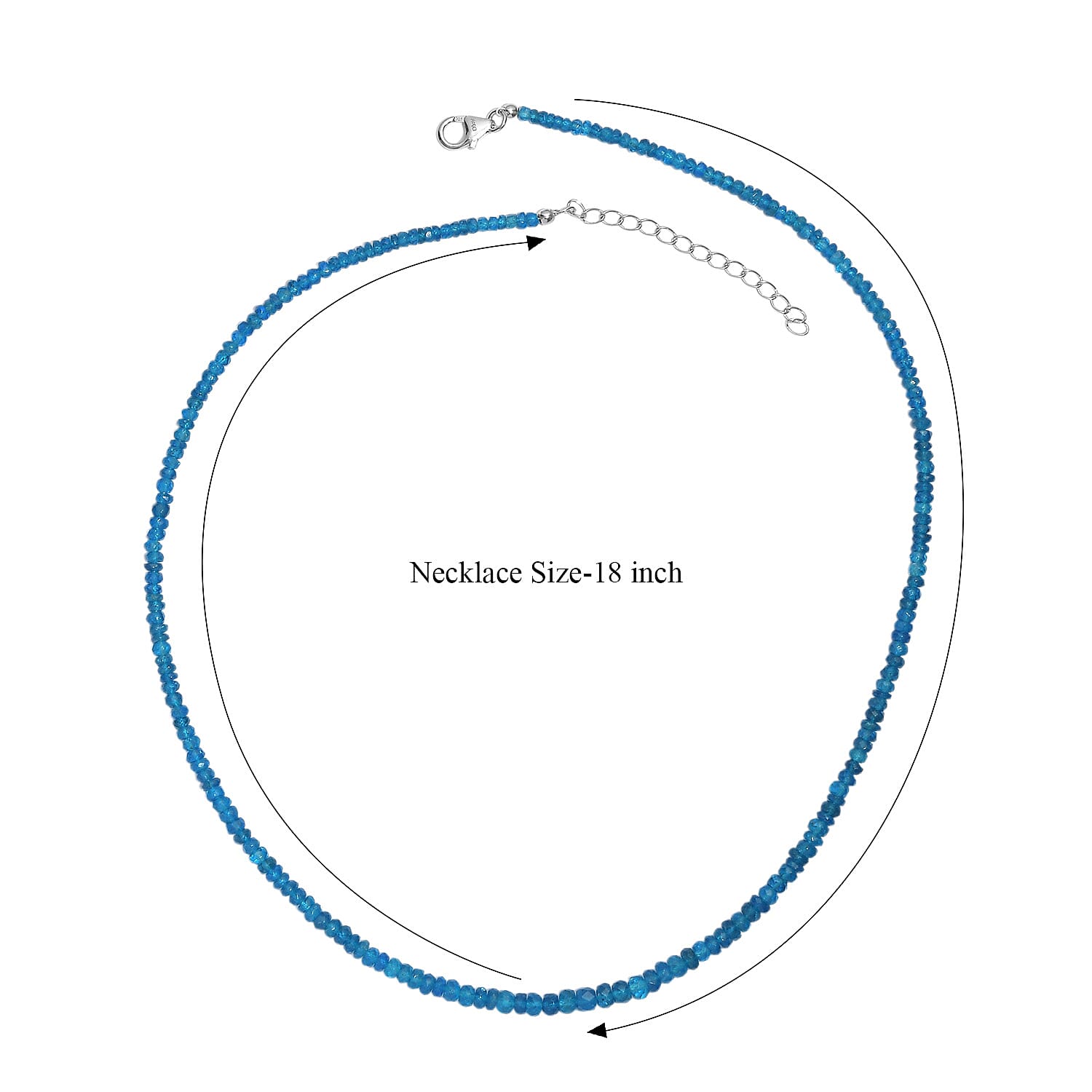 D'Joy Malgache Neon Apatite 50.00 ctw Beaded Necklace in Rhodium Over Sterling Silver 18-20 Inches