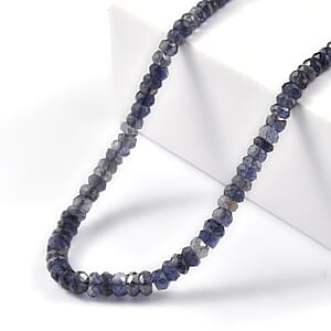 D'Joy Catalina Iolite 46.50 ctw Beads Necklace in Rhodium Over Sterling Silver 18-20 Inches 