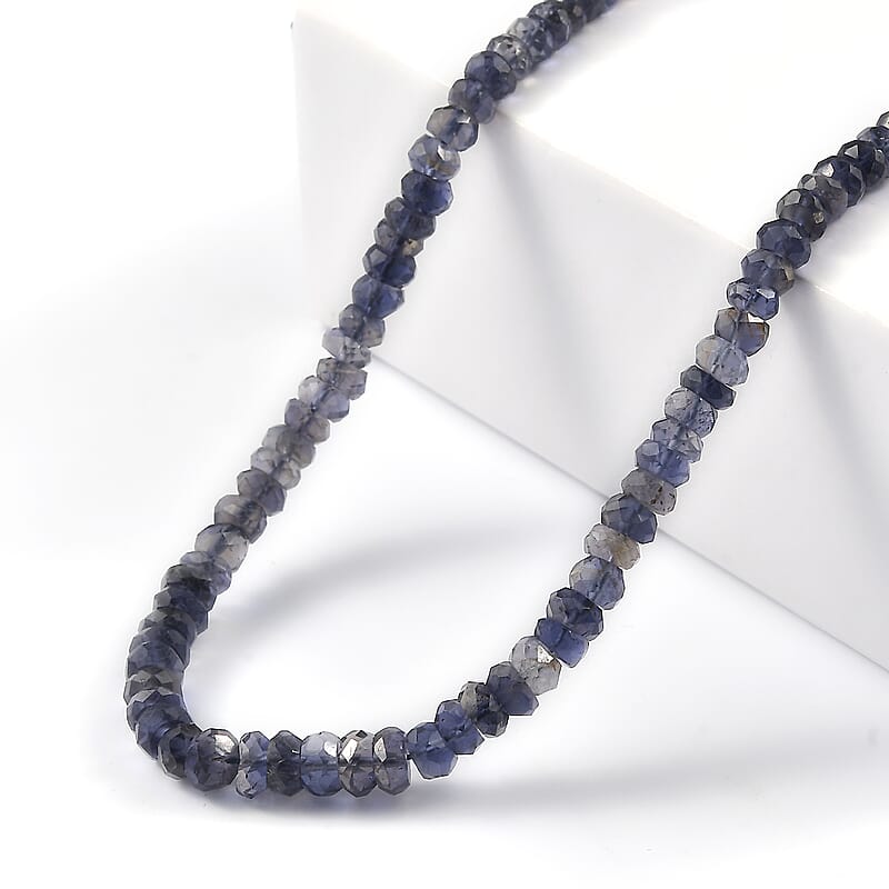 D'Joy Catalina Iolite 46.50 ctw Beaded Necklace in Rhodium Over Sterling Silver 18-20 Inches