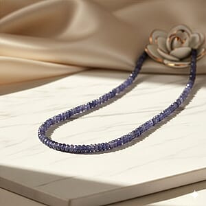 D'Joy Catalina Iolite 46.50 ctw Beaded Necklace in Rhodium Over Sterling Silver 18-20 Inches 