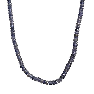 D'Joy Catalina Iolite 46.50 ctw Beaded Necklace in Rhodium Over Sterling Silver 18-20 Inches 