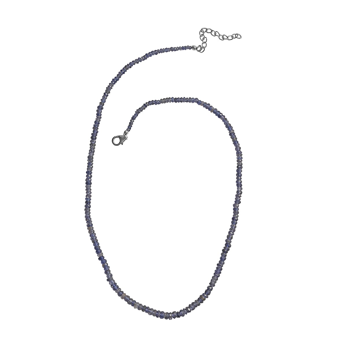 D'Joy Catalina Iolite 46.50 ctw Beads Necklace in Rhodium Over Sterling Silver 18-20 Inches  image number 4