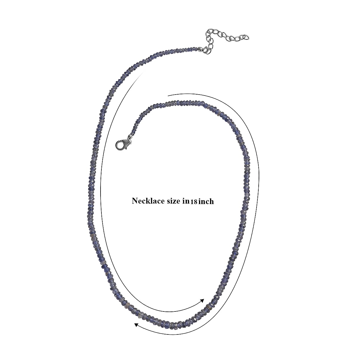 D'Joy Catalina Iolite 46.50 ctw Beads Necklace in Rhodium Over Sterling Silver 18-20 Inches  image number 6