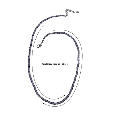 D'Joy Catalina Iolite 46.50 ctw Beaded Necklace in Rhodium Over Sterling Silver 18-20 Inches