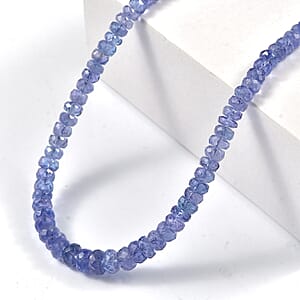 D'Joy Tanzanite 72.00 ctw Beaded Necklace (18-20 Inches) in Rhodium Over Sterling Silver