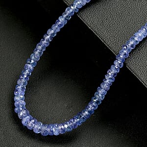 D'Joy Tanzanite 72.00 ctw Beaded Necklace (18-20 Inches) in Rhodium Over Sterling Silver