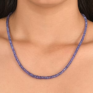 D'Joy Tanzanite 72.00 ctw Beaded Necklace (18-20 Inches) in Rhodium Over Sterling Silver