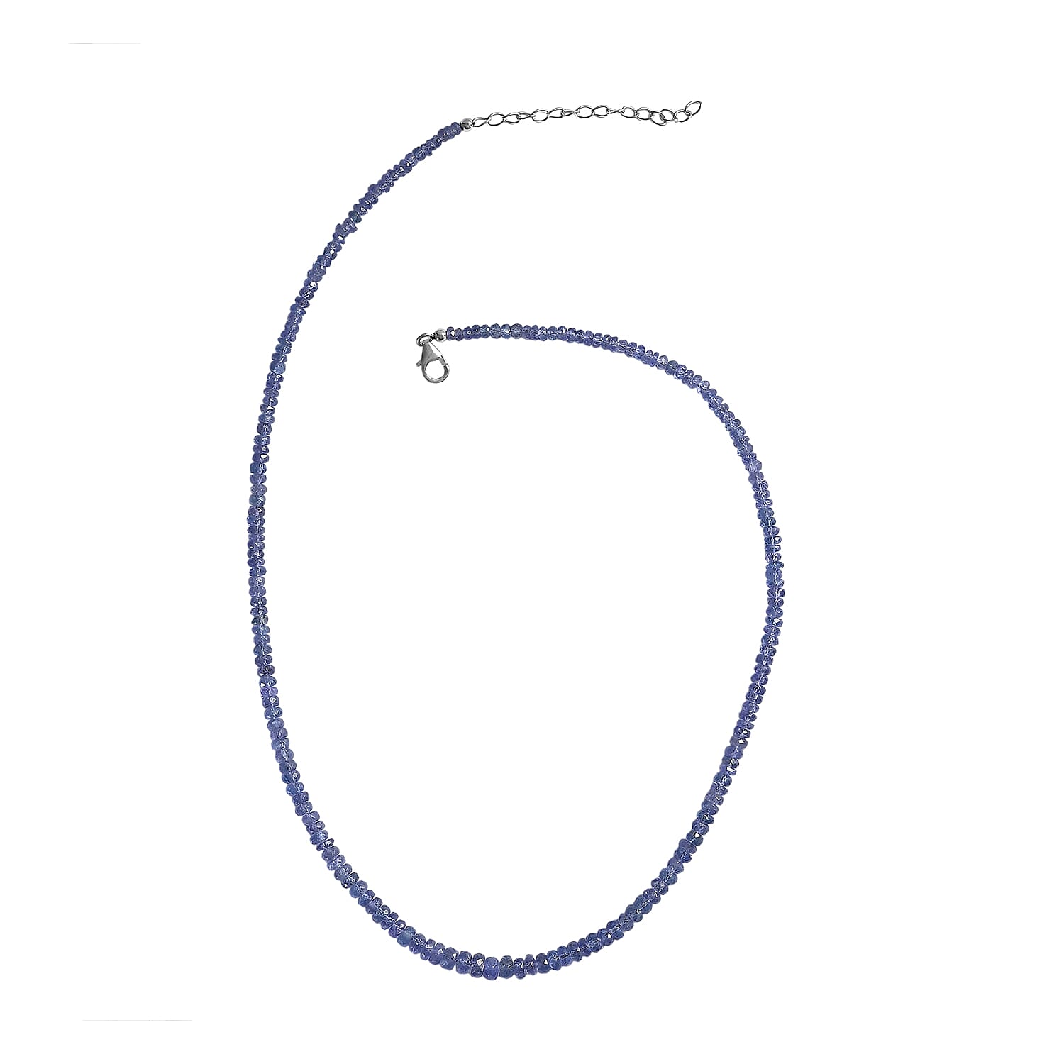 D'Joy Tanzanite 72.00 ctw Beaded Necklace (18-20 Inches) in Rhodium Over Sterling Silver