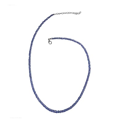 D'Joy Tanzanite 72.00 ctw Beaded Necklace (18-20 Inches) in Rhodium Over Sterling Silver