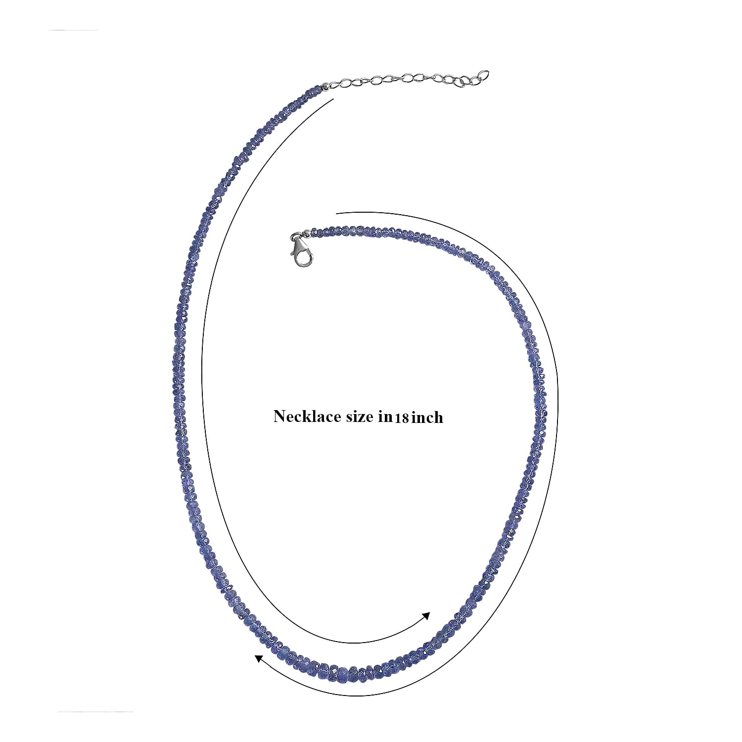 D'Joy Tanzanite 72.00 ctw Beaded Necklace (18-20 Inches) in Rhodium Over Sterling Silver