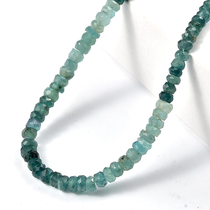 D'Joy Premium Grandidierite 75.00 ctw Beaded Necklace in Rhodium Over Sterling Silver 18-20 Inches