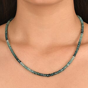 D'Joy Premium Grandidierite 75.00 ctw Beaded Necklace in Rhodium Over Sterling Silver 18-20 Inches (Del. in 8-10 Days) 