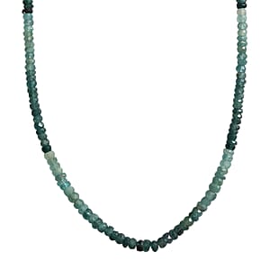 D'Joy Premium Grandidierite 75.00 ctw Beaded Necklace in Rhodium Over Sterling Silver 18-20 Inches (Del. in 8-10 Days) 
