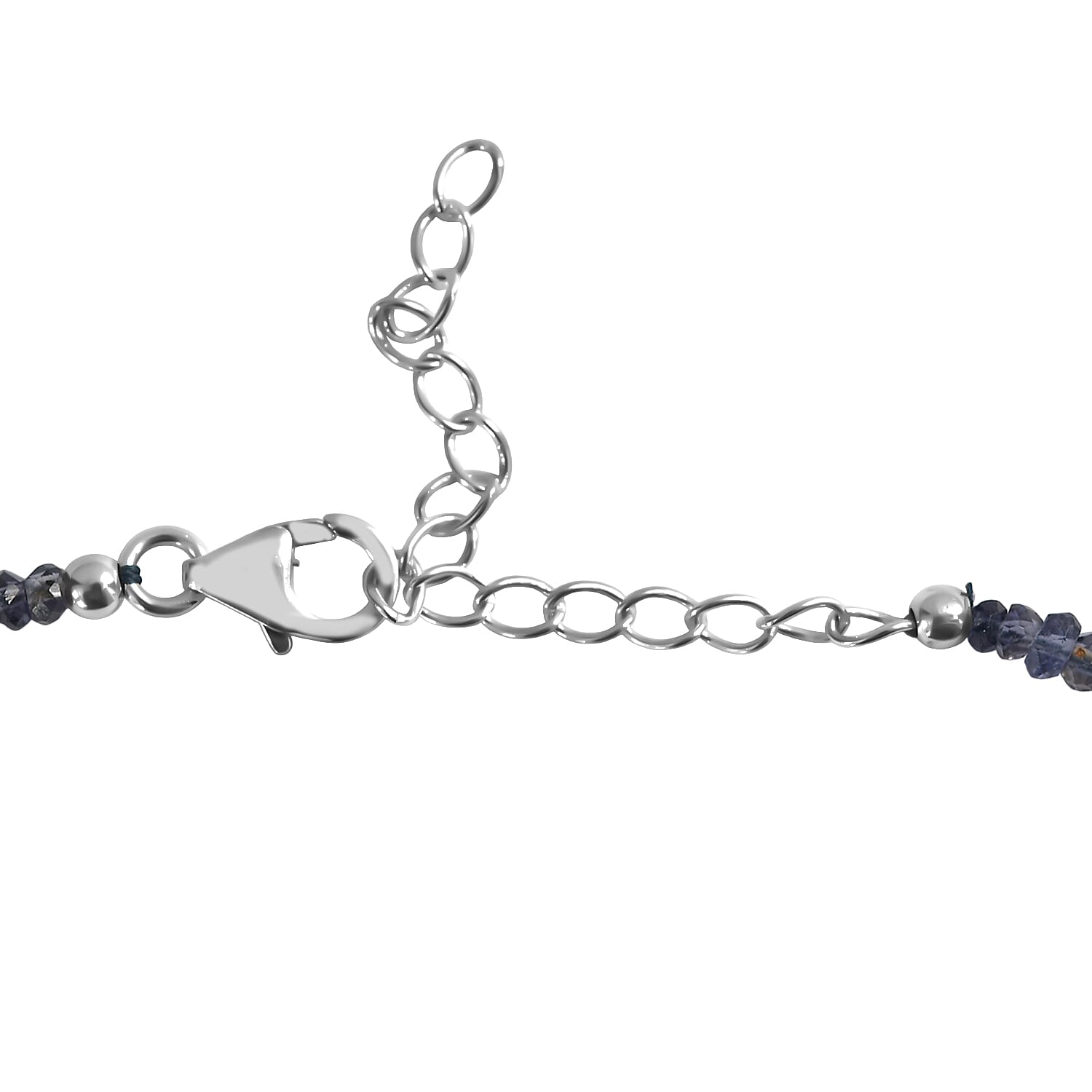 D'Joy Catalina Iolite 15.00 ctw Beaded Bracelet in Rhodium Over Sterling Silver (7.25-9.25In)