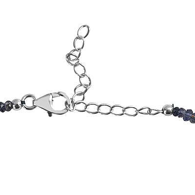 D'Joy Catalina Iolite 15.00 ctw Beaded Bracelet in Rhodium Over Sterling Silver (7.25-9.25In)