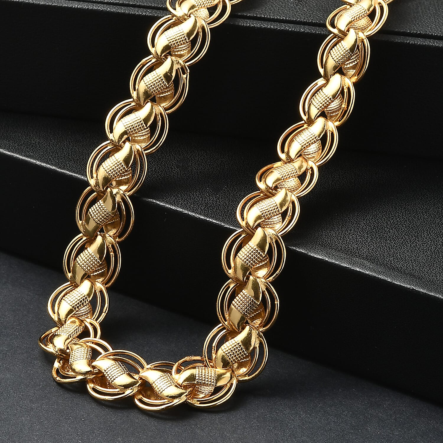 EverTrue Bronzella Collection Handmade Lotus Leaf Chain Necklace in 18K YG Plated Bronze 20 Inches 