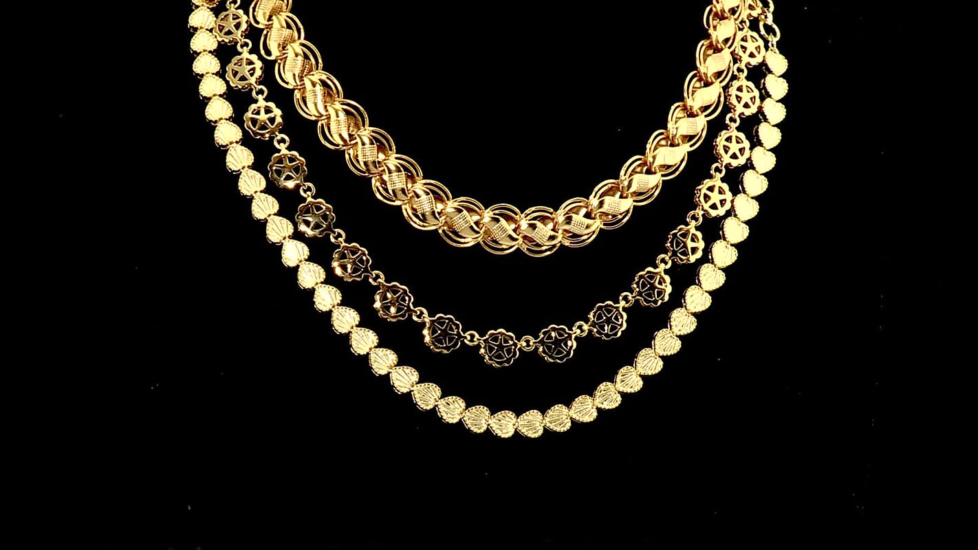 EverTrue Bronzella Collection Handmade Lotus Leaf Chain Necklace in 18K YG Plated Bronze 20 Inches