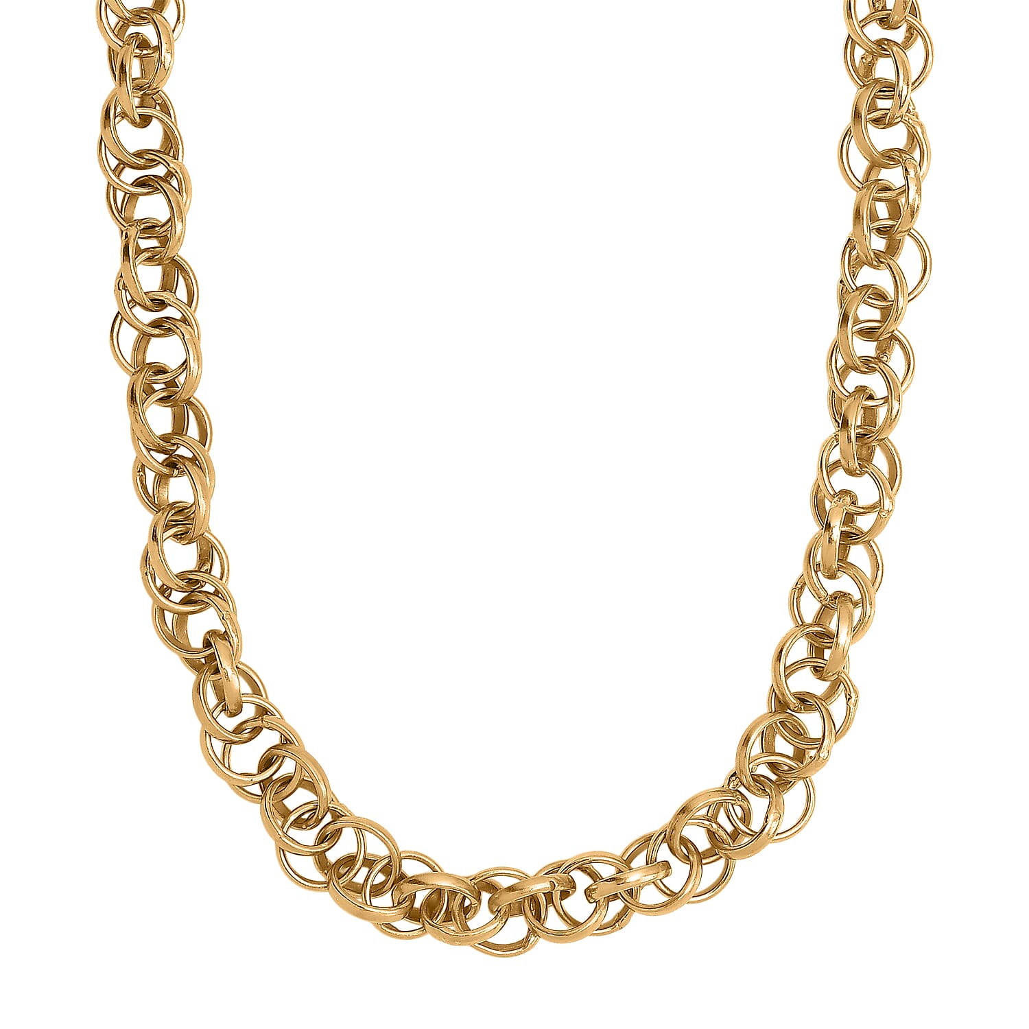 EverTrue Bronzella Collection Interlocking Round Link Necklace in 18K YG Plated Bronze 20 Inches