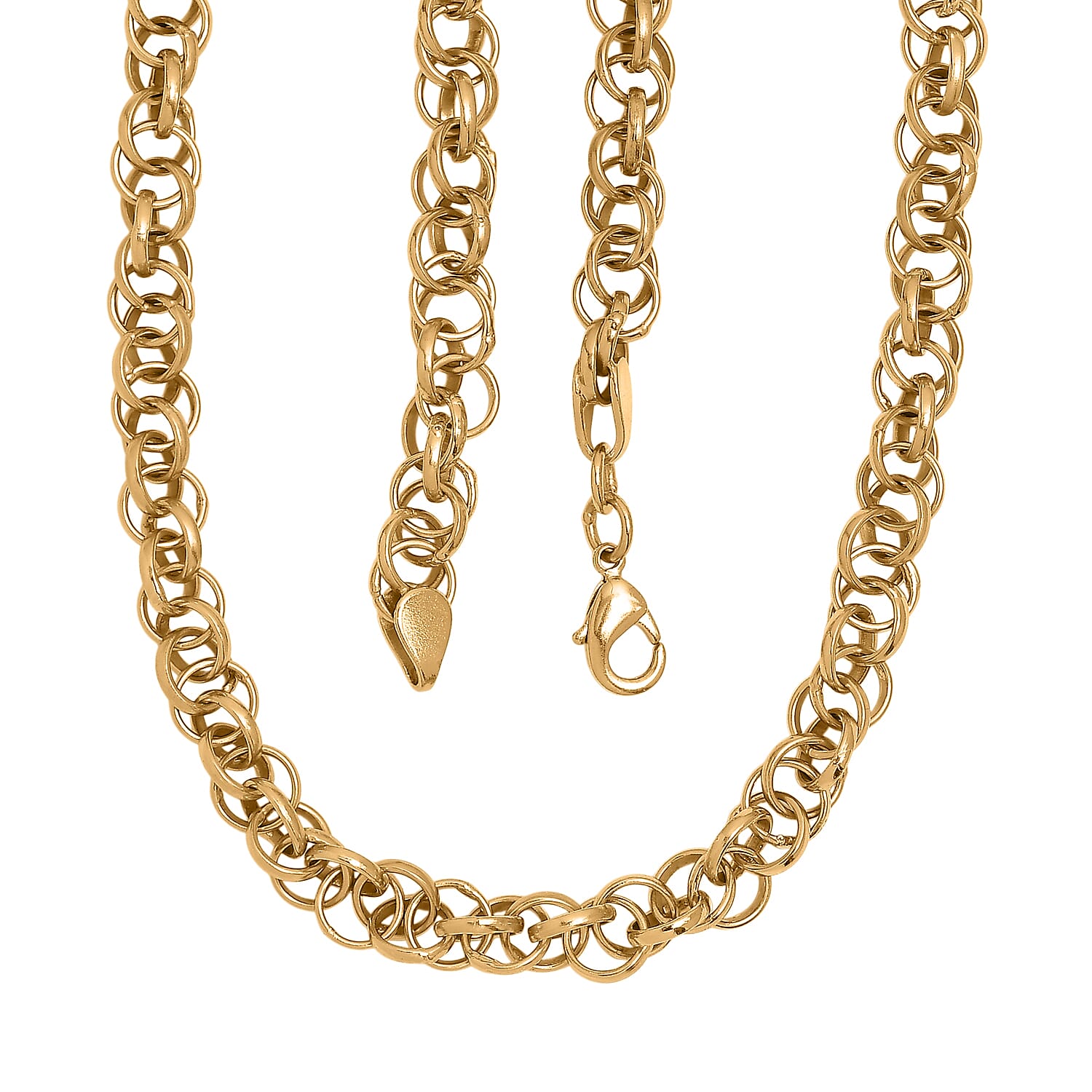 EverTrue Bronzella Collection Interlocking Round Link Necklace in 18K YG Plated Bronze 20 Inches