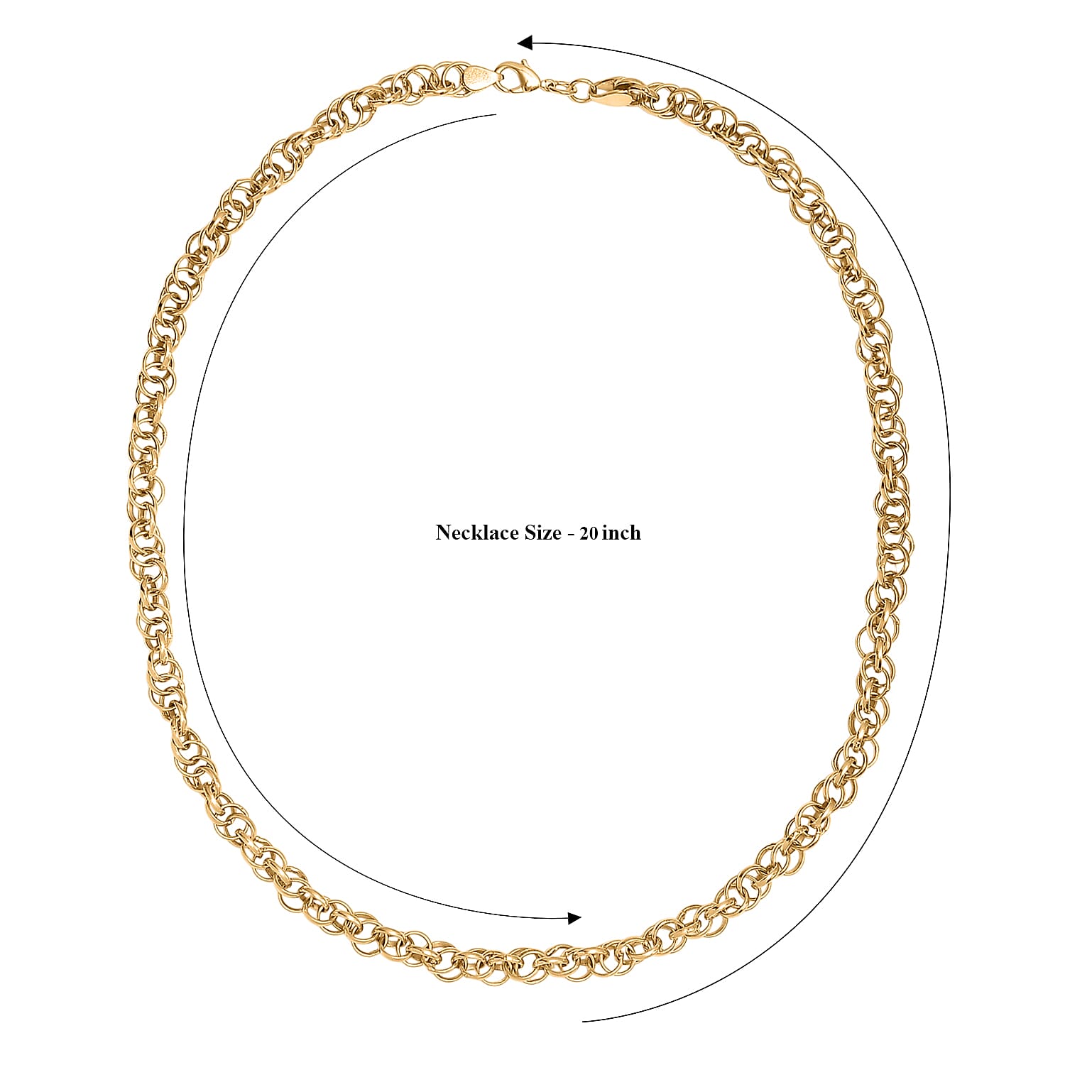 EverTrue Bronzella Collection Interlocking Round Link Necklace in 18K YG Plated Bronze 20 Inches