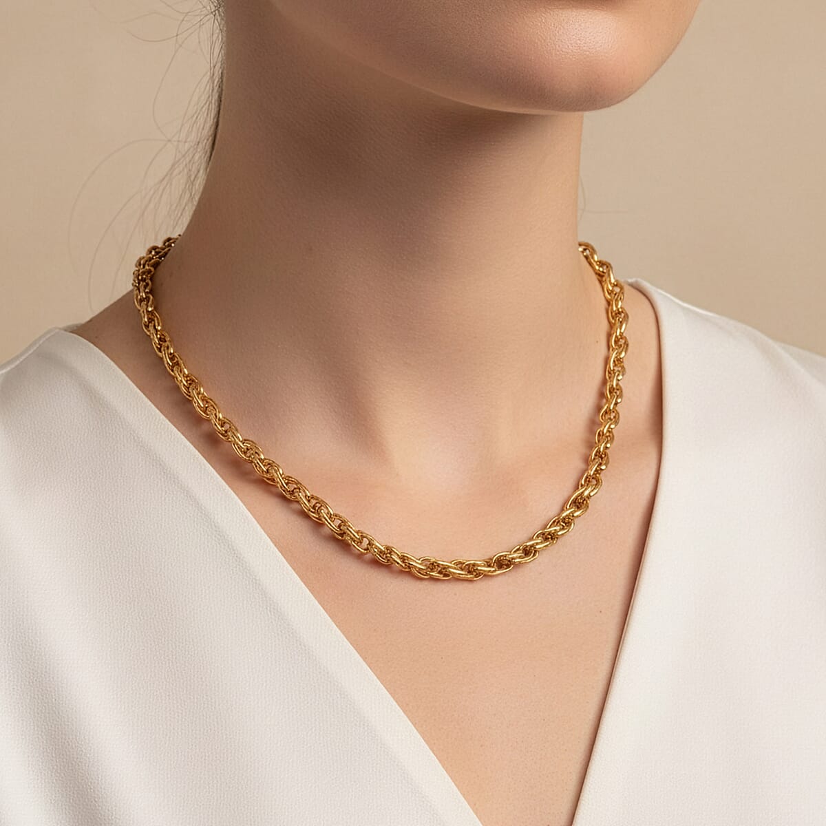 EverTrue Bronzella Collection Intreccio Milano Chain Necklace in 18K YG Plated Bronze 20 Inches  image number 2