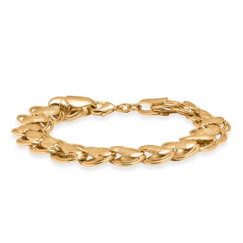 EverTrue Bronzella Collection Handmade Lotus Leaf Chain Bracelet in 18K YG Plated Bronze (7.25 In)
