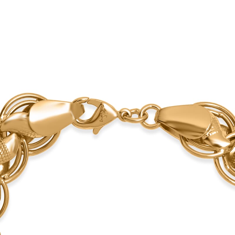 EverTrue Bronzella Collection Handmade Lotus Leaf Chain Bracelet in 18K YG Plated Bronze (7.25 In)