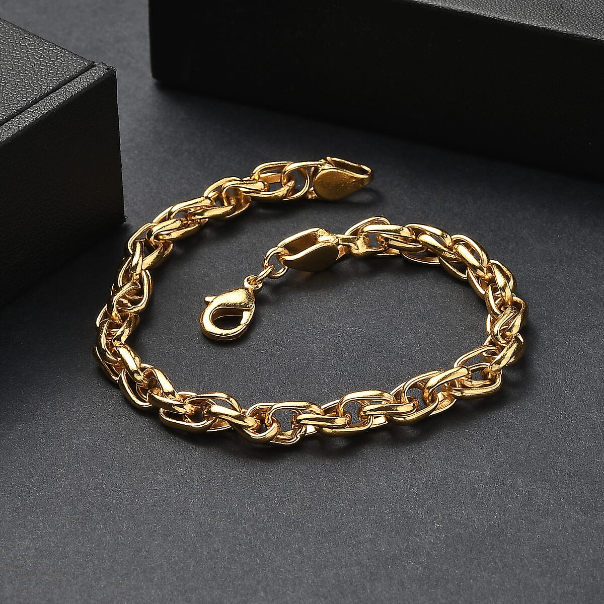 EverTrue Bronzella Collection Intreccio Milano Chain Bracelet in 18K YG Plated Bronze (7.25 In) image number 1
