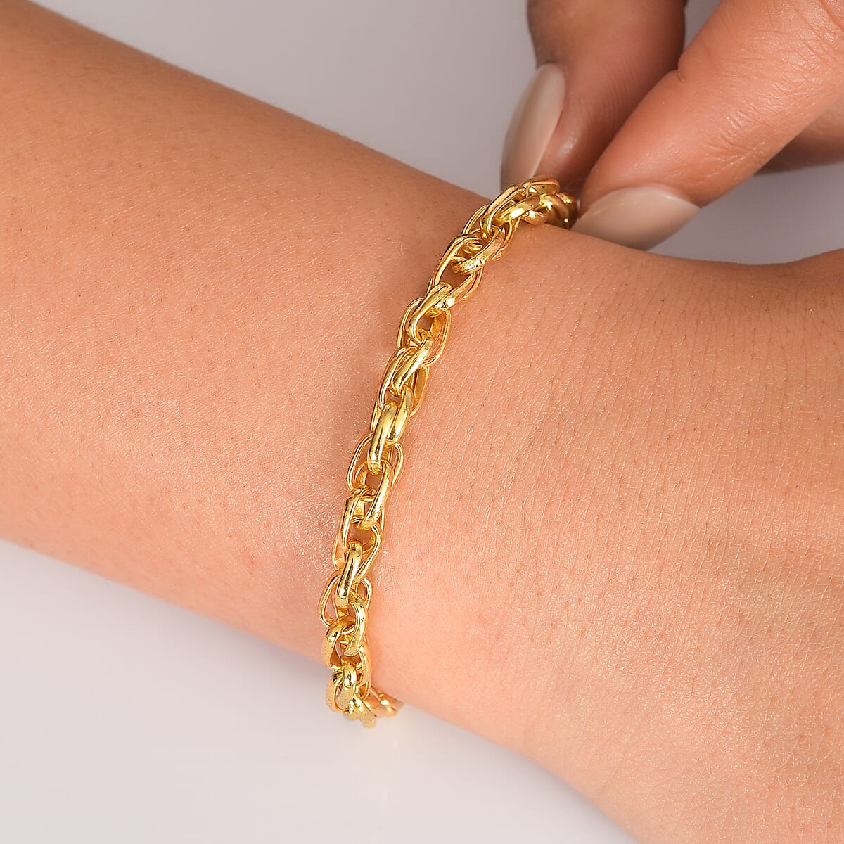 EverTrue Bronzella Collection Intreccio Milano Chain Bracelet in 18K YG Plated Bronze (7.25 In) image number 2