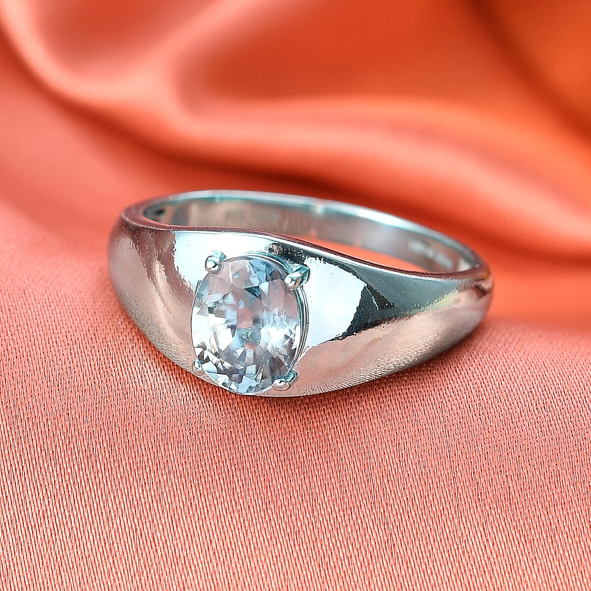 D'Joy AAA Cambodian Blue Zircon 3.10 ctw Men's Ring in Blue E-coat Sterling Silver (Size 10.0) image number 1