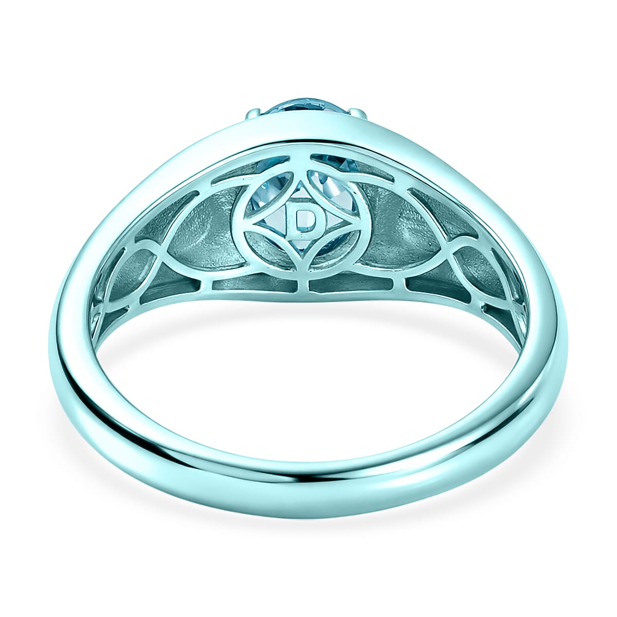 D'Joy AAA Cambodian Blue Zircon 3.10 ctw Men's Ring in Blue E-coat Sterling Silver (Size 10.0) image number 4
