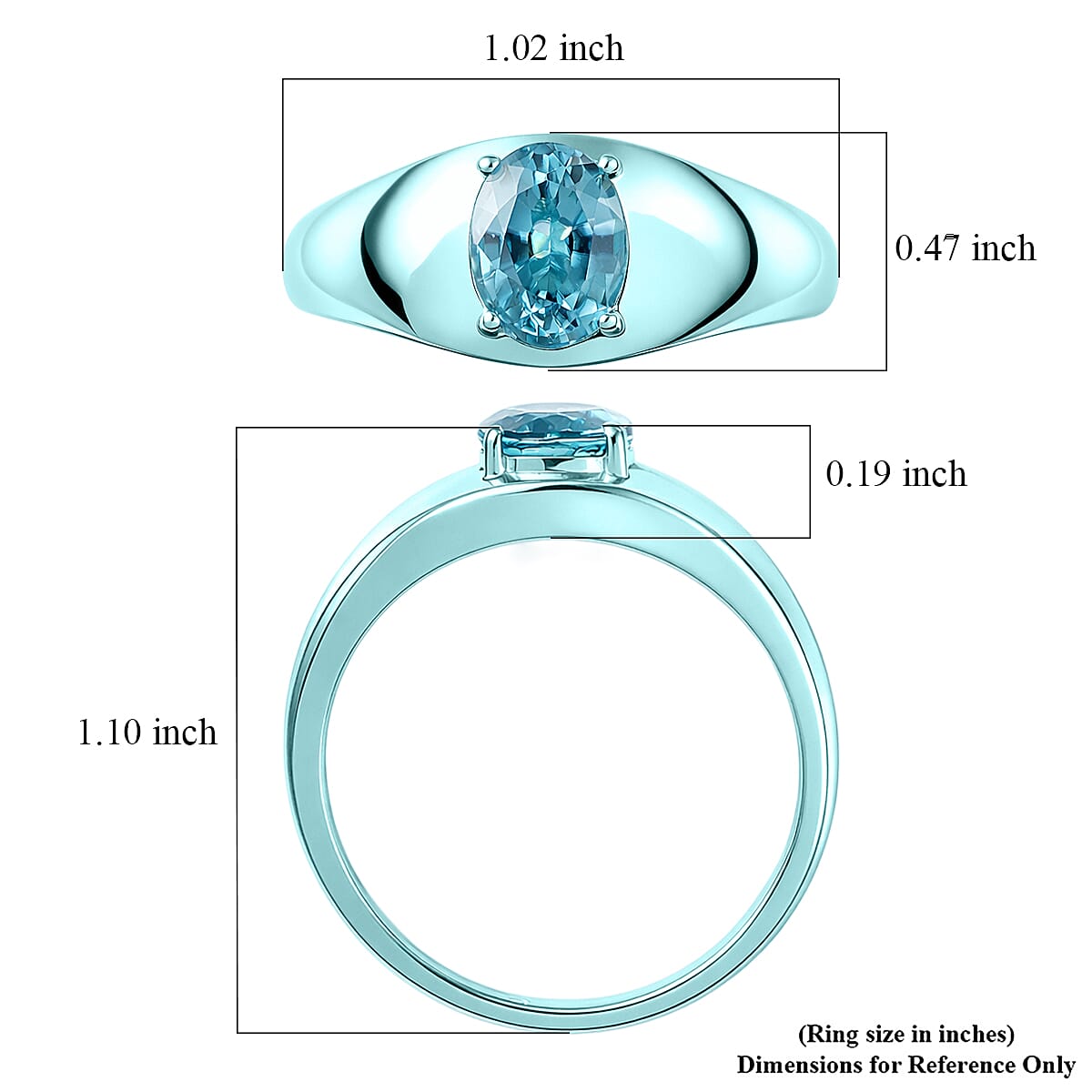 D'Joy AAA Cambodian Blue Zircon 3.10 ctw Men's Ring in Blue E-coat Sterling Silver (Size 11.0) image number 5