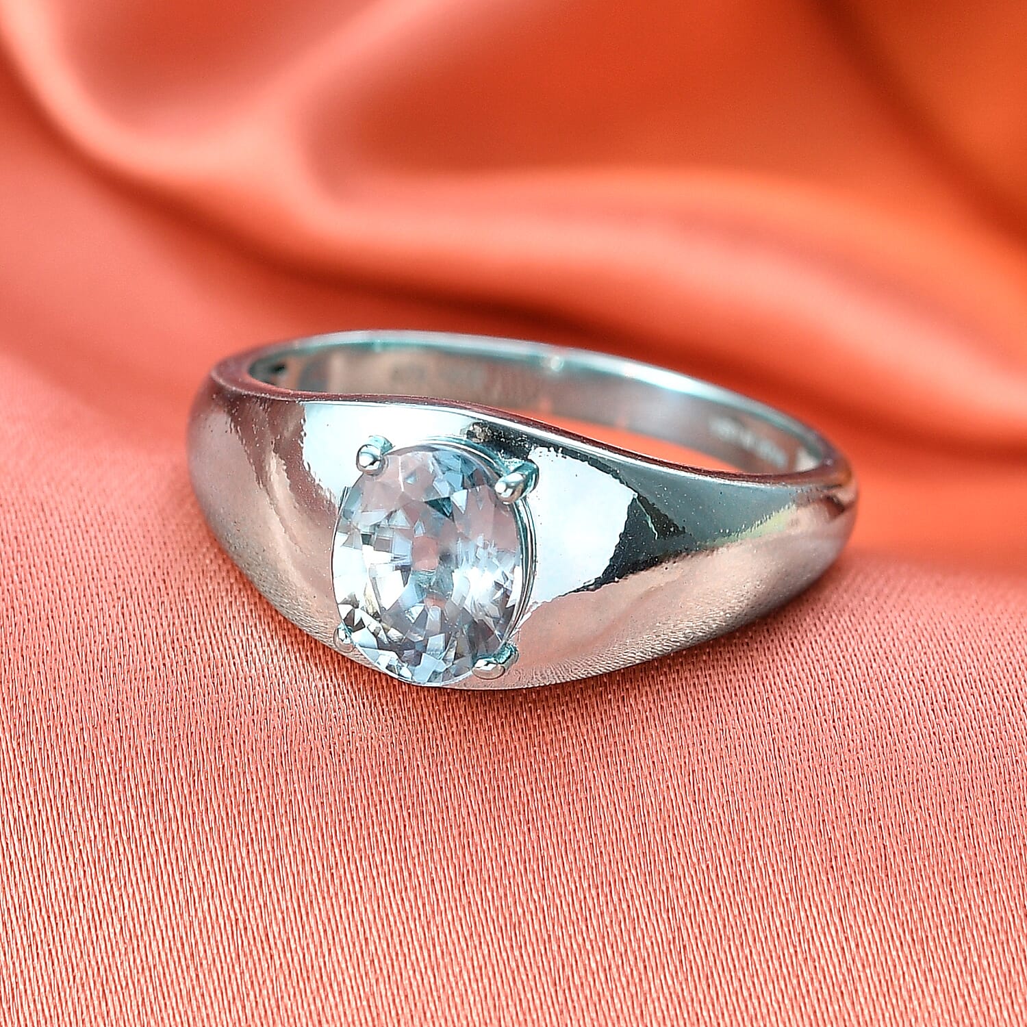 D'Joy AAA Cambodian Blue Zircon 3.10 ctw Men's Ring in Blue E-coat Sterling Silver (Size 12.0)