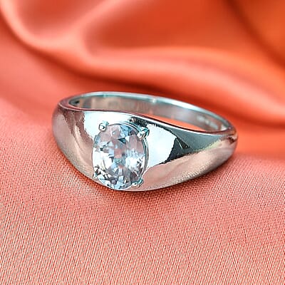 D'Joy AAA Cambodian Blue Zircon 3.10 ctw Men's Ring in Blue E-coat Sterling Silver (Size 12.0)