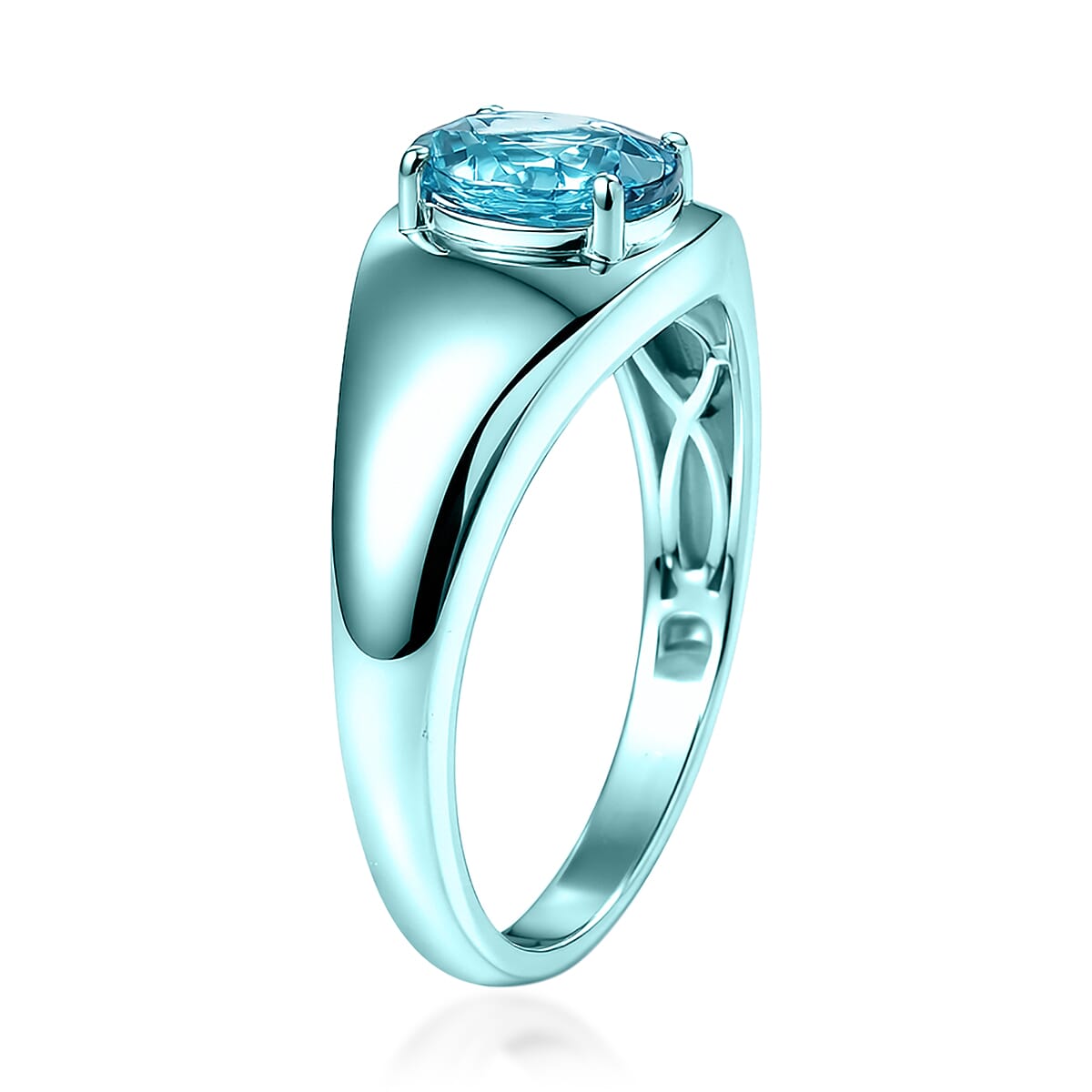 D'Joy AAA Cambodian Blue Zircon 3.10 ctw Men's Ring in Blue E-coat Sterling Silver (Size 12.0)