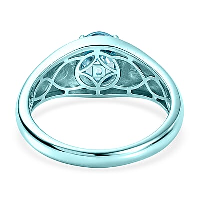 D'Joy AAA Cambodian Blue Zircon 3.10 ctw Men's Ring in Blue E-coat Sterling Silver (Size 12.0)