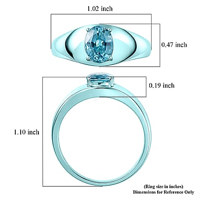 D'Joy AAA Cambodian Blue Zircon 3.10 ctw Men's Ring in Blue E-coat Sterling Silver (Size 12.0)