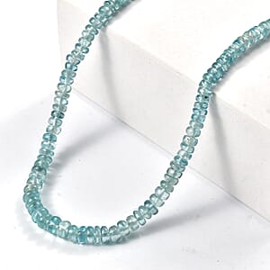 D'Joy Premium Blue Zircon 77.00 ctw Beaded Necklace in Rhodium Over Sterling Silver 18-20 Inches (Del. in 8-10 Days) 