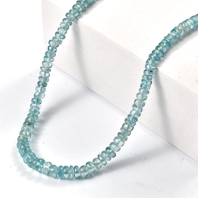 D'Joy Premium Blue Zircon 77.00 ctw Beaded Necklace in Rhodium Over Sterling Silver 18-20 Inches